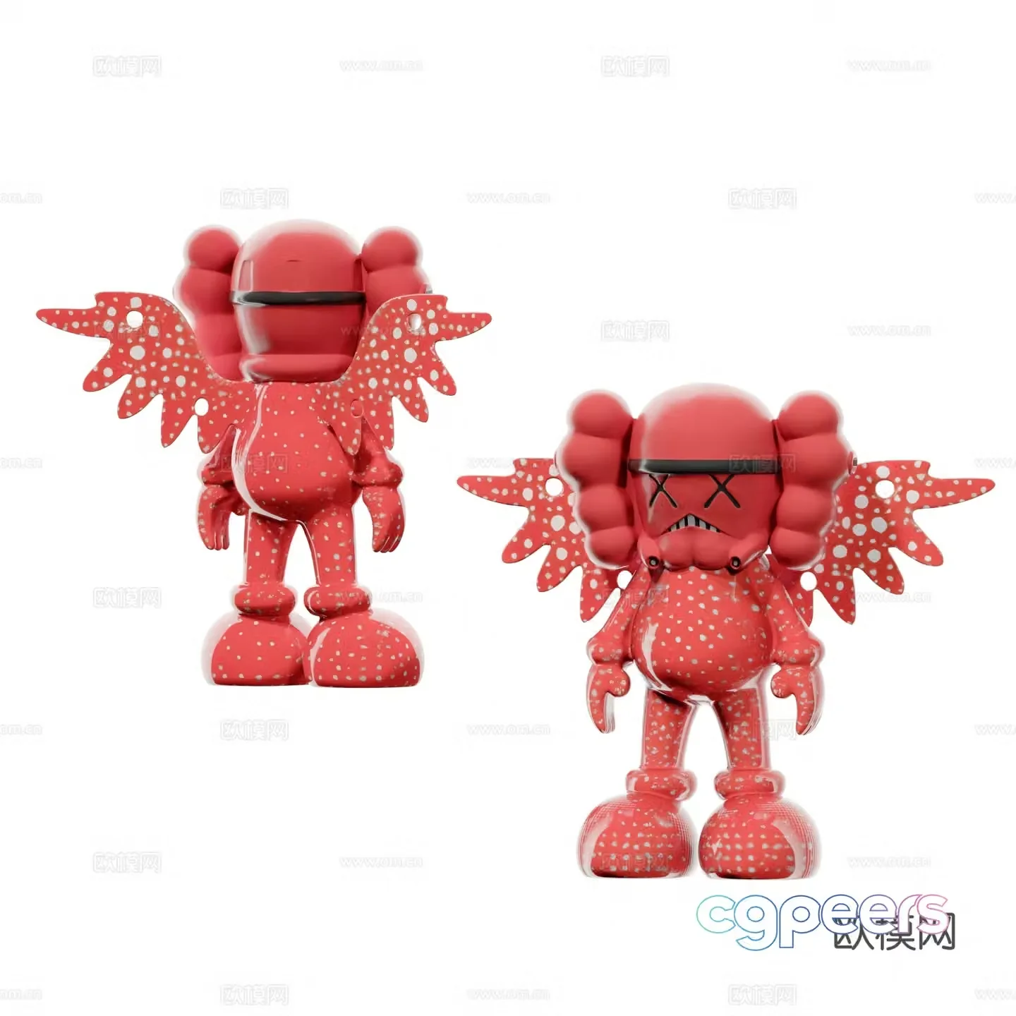 Modern trendy kaws doll 3d model