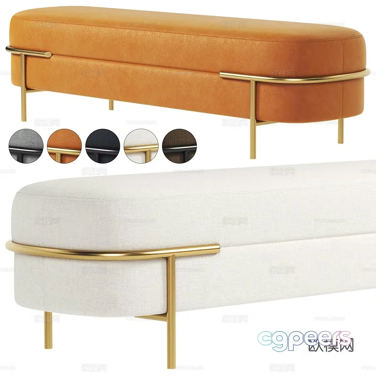 Modern Italian light luxury Thira fabric bench 3D model
