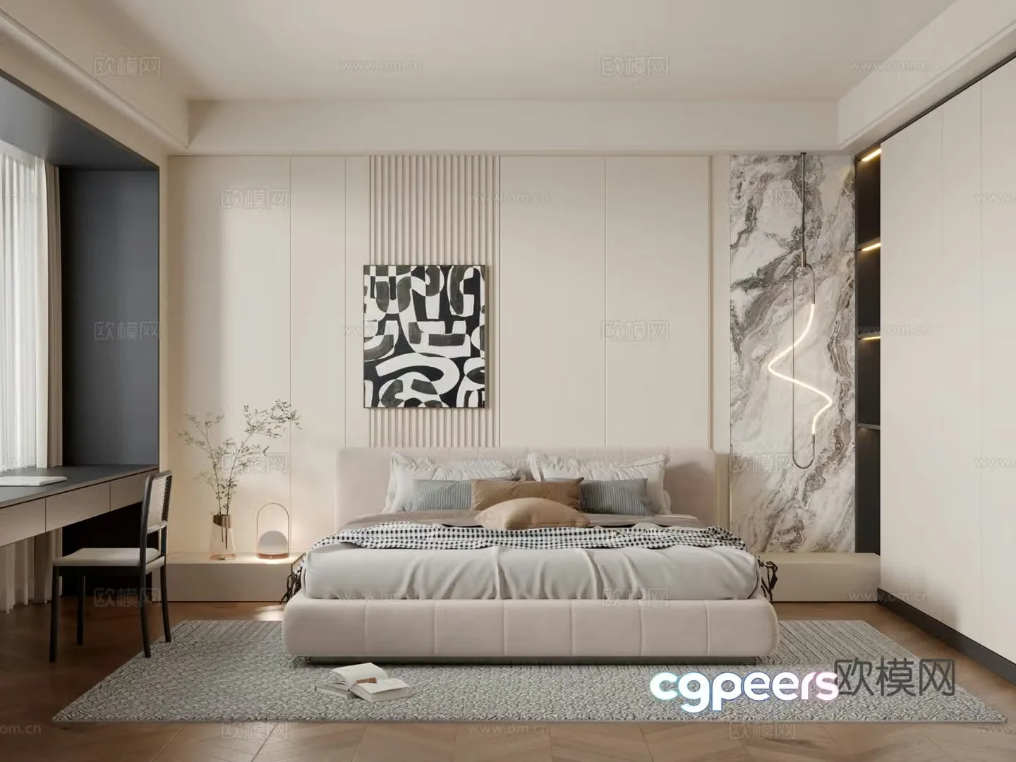 Modern bedroom second bedroom 3d model