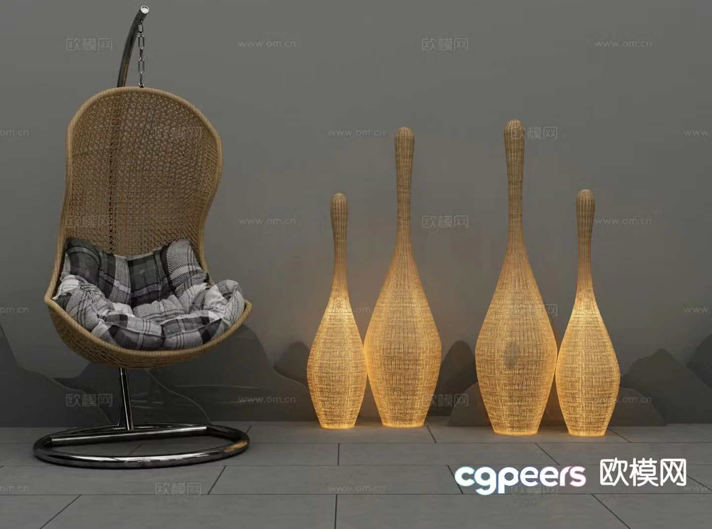 New Chinese style floor lamp 3d model
