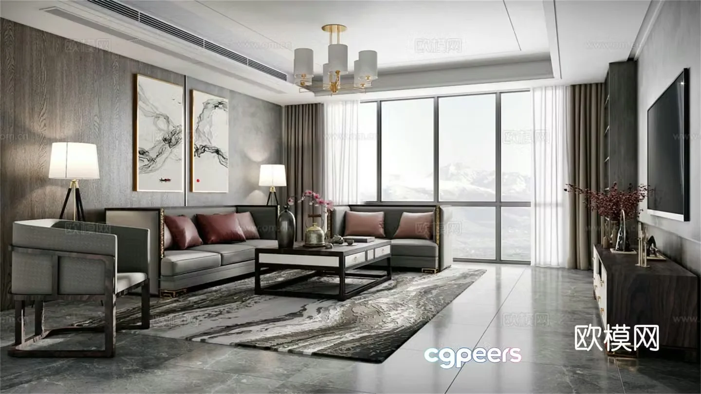 New Chinese style living room 3d model