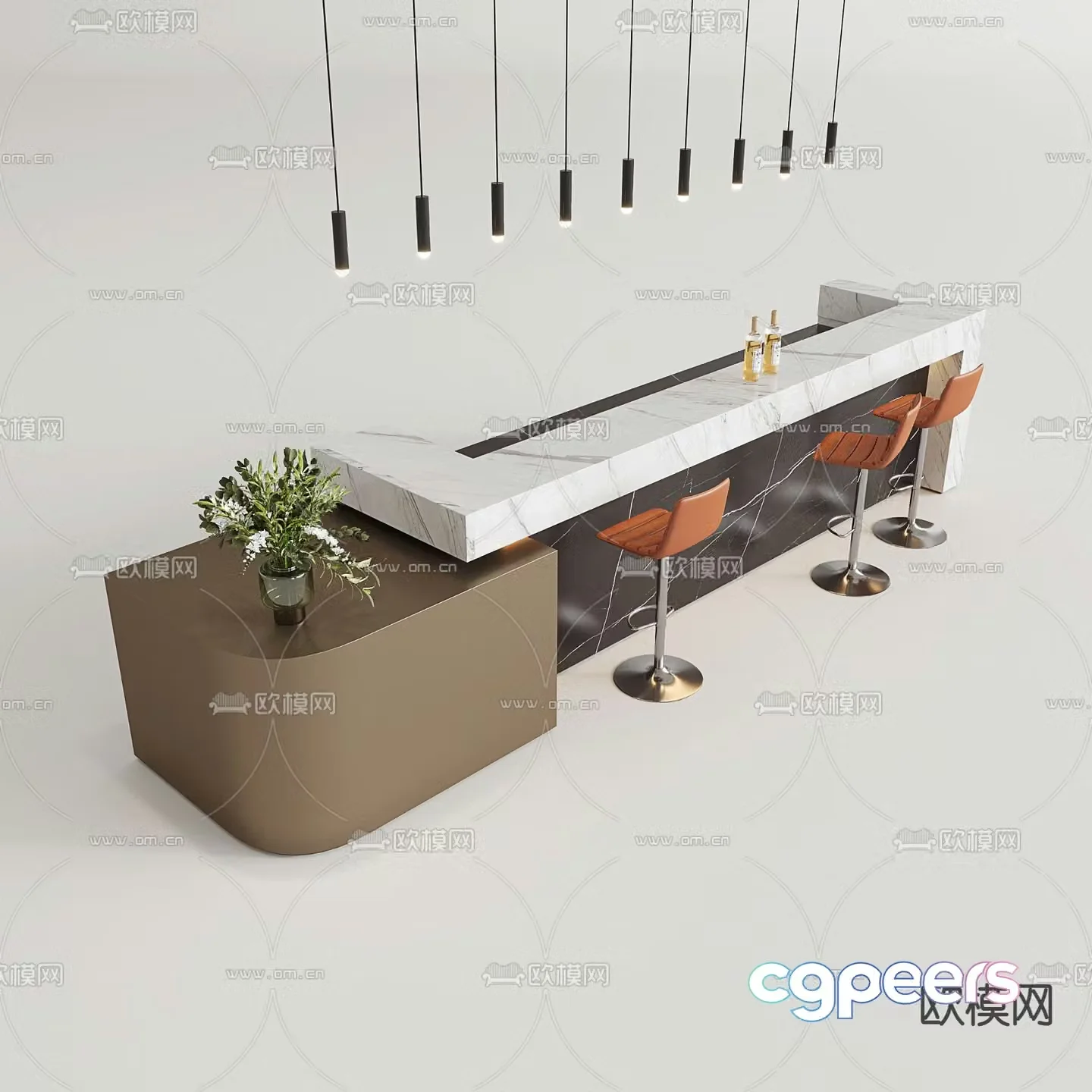 Modern service desk bar water bar 3d model