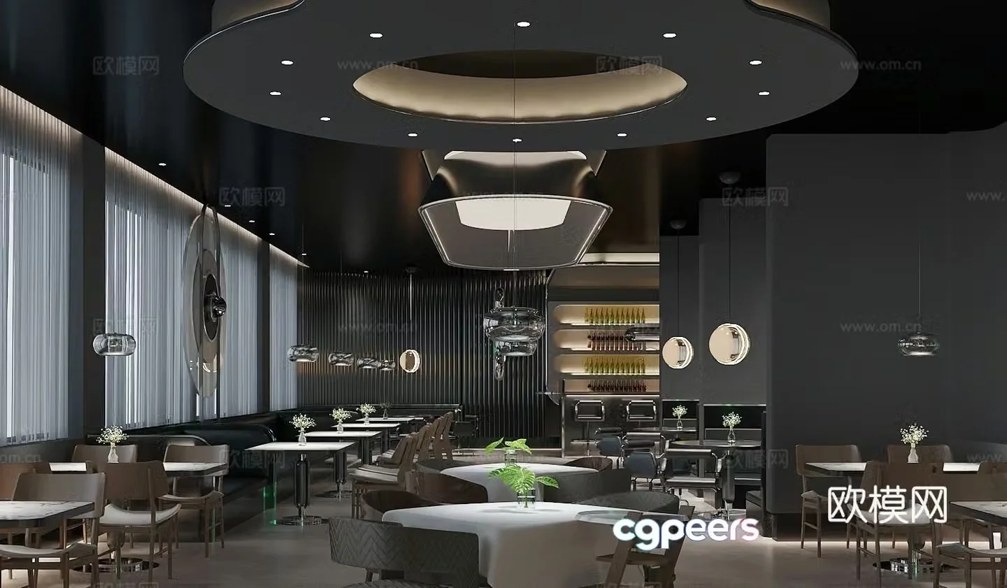 Modern Western Restaurant Hotel Restaurant Music Restaurant 3D Model