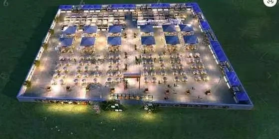Aerial View Of A Building At Night 3D Model – 11145 – VRAY Render