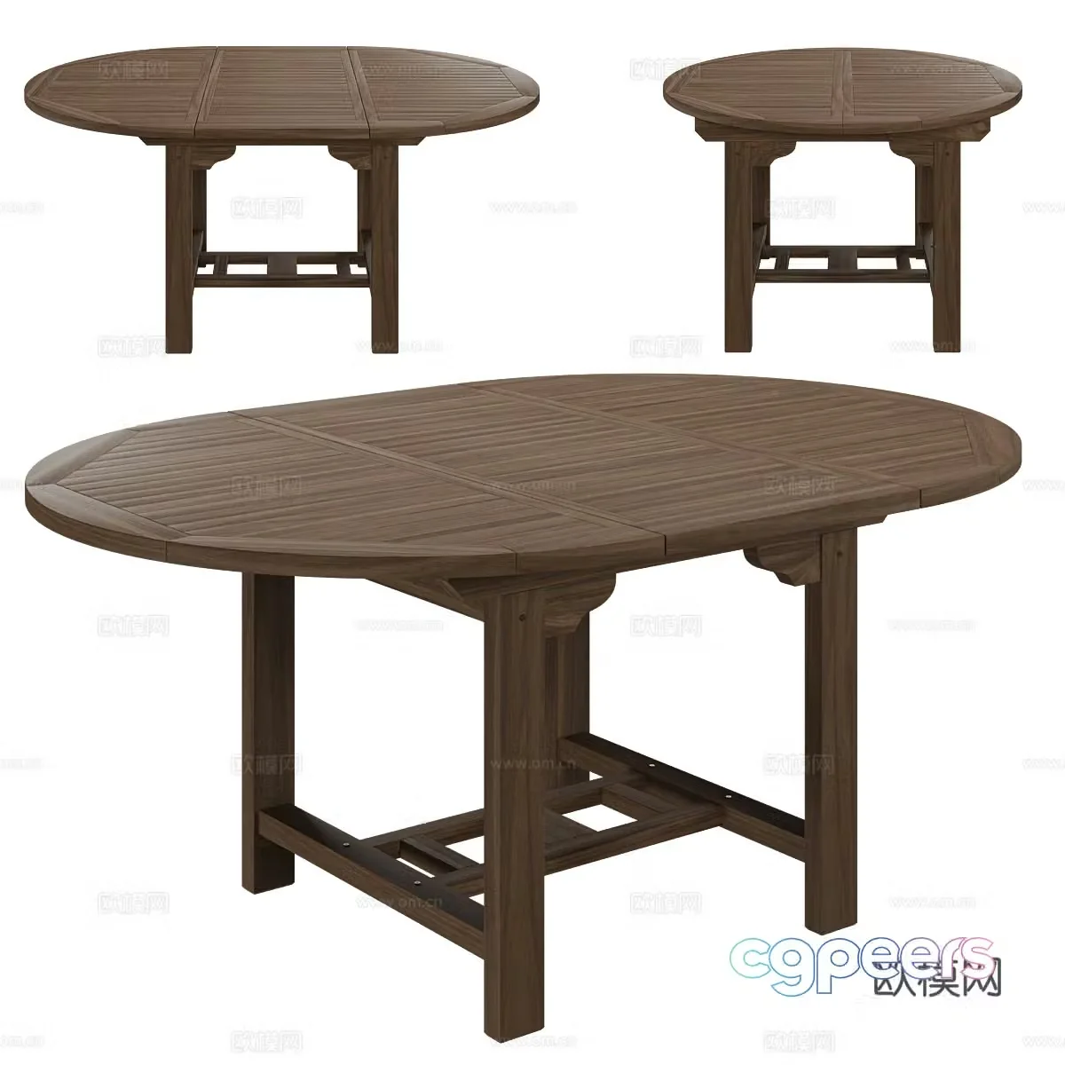 New Chinese style solid wood dining table round dining table 3D model