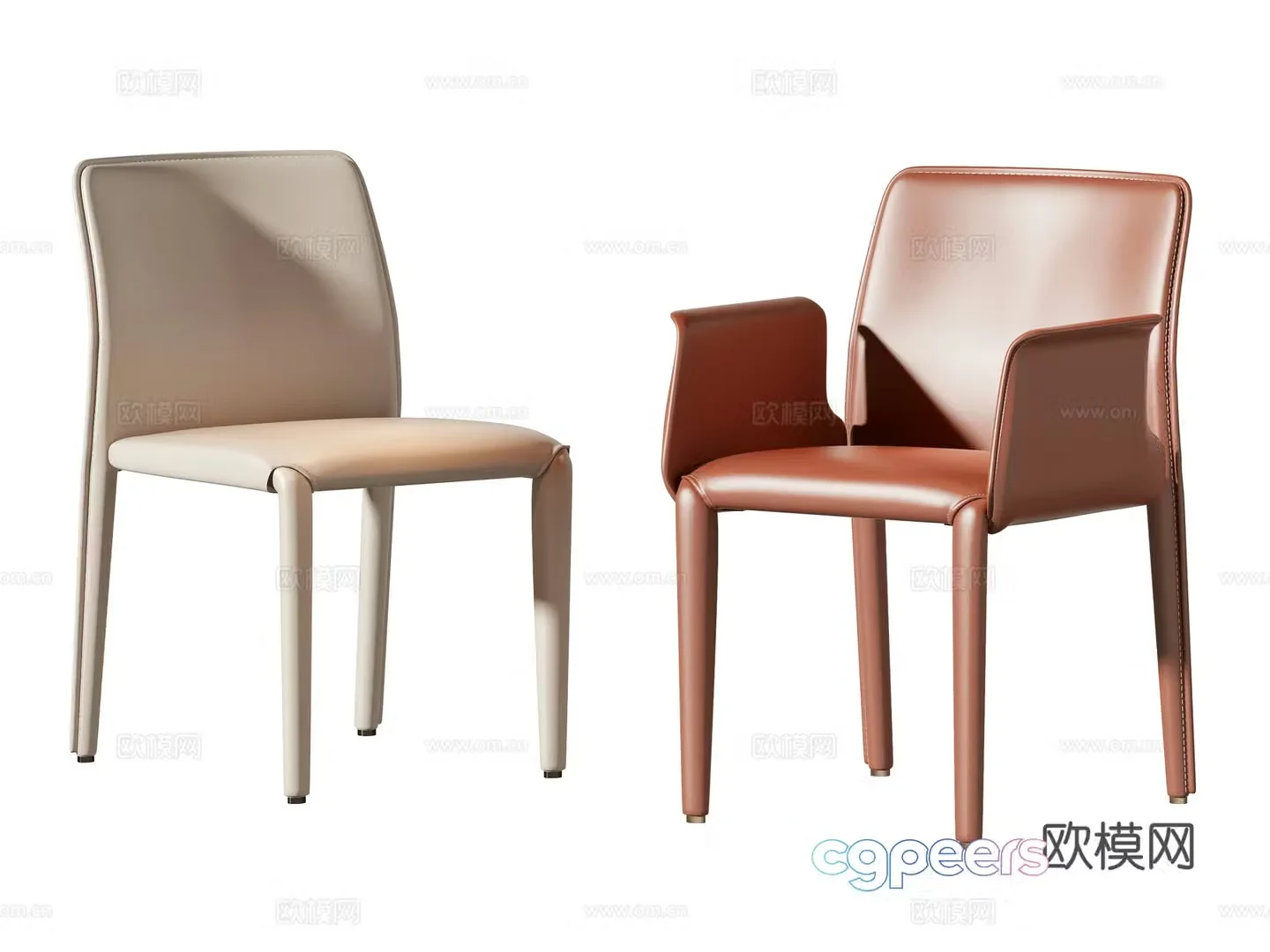 Modern single chair dining chair 3d model