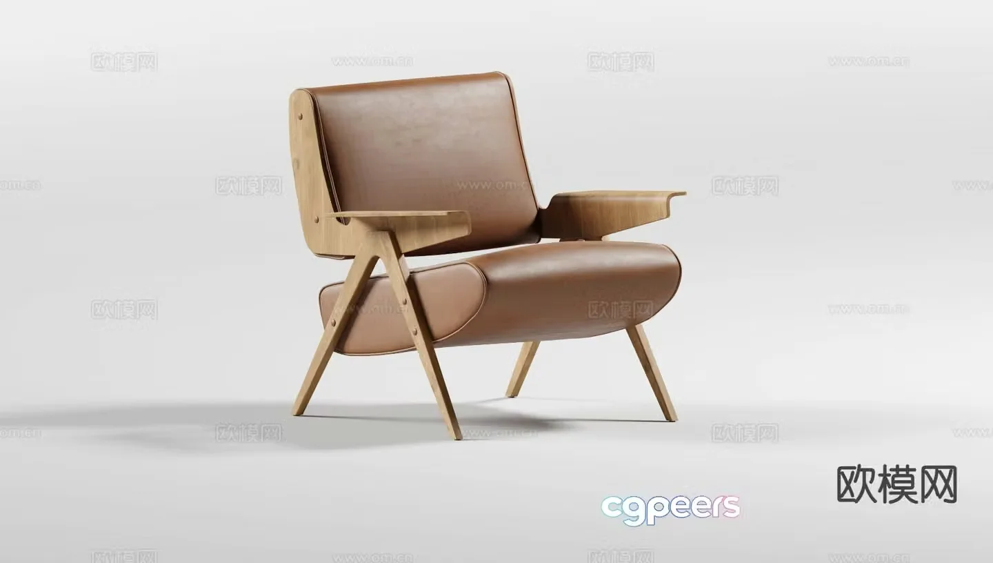Italian leather chair armchair 3d model