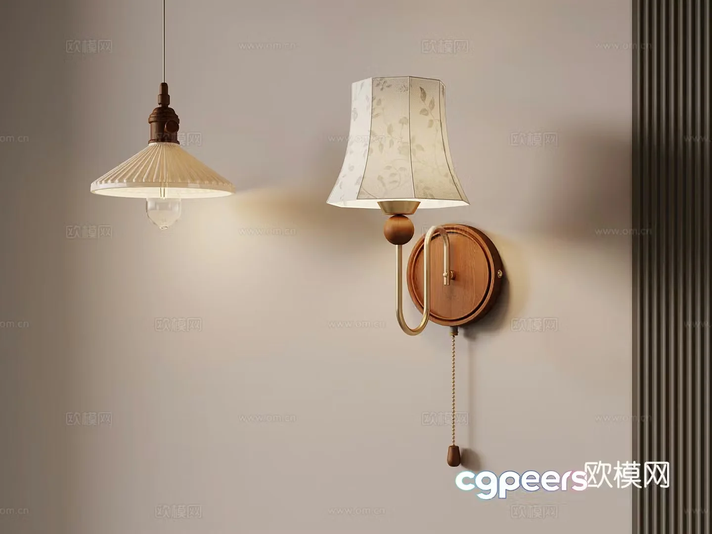 French medieval wall lamp chandelier 3d model