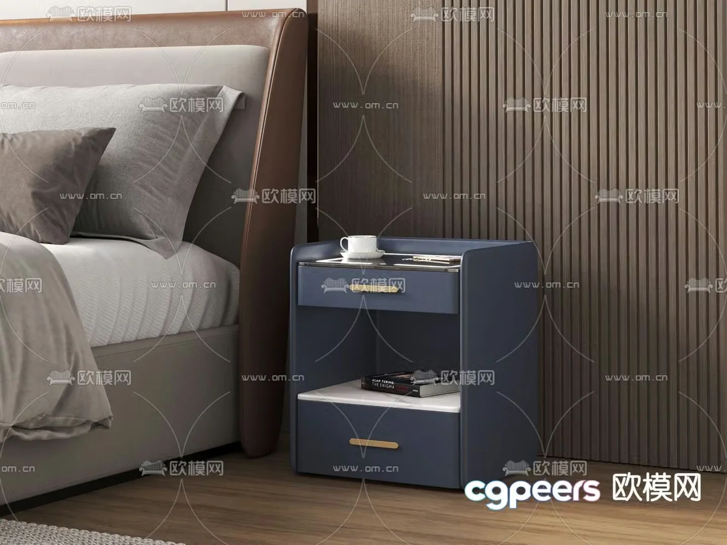 Bedside table storage cabinet 3d model
