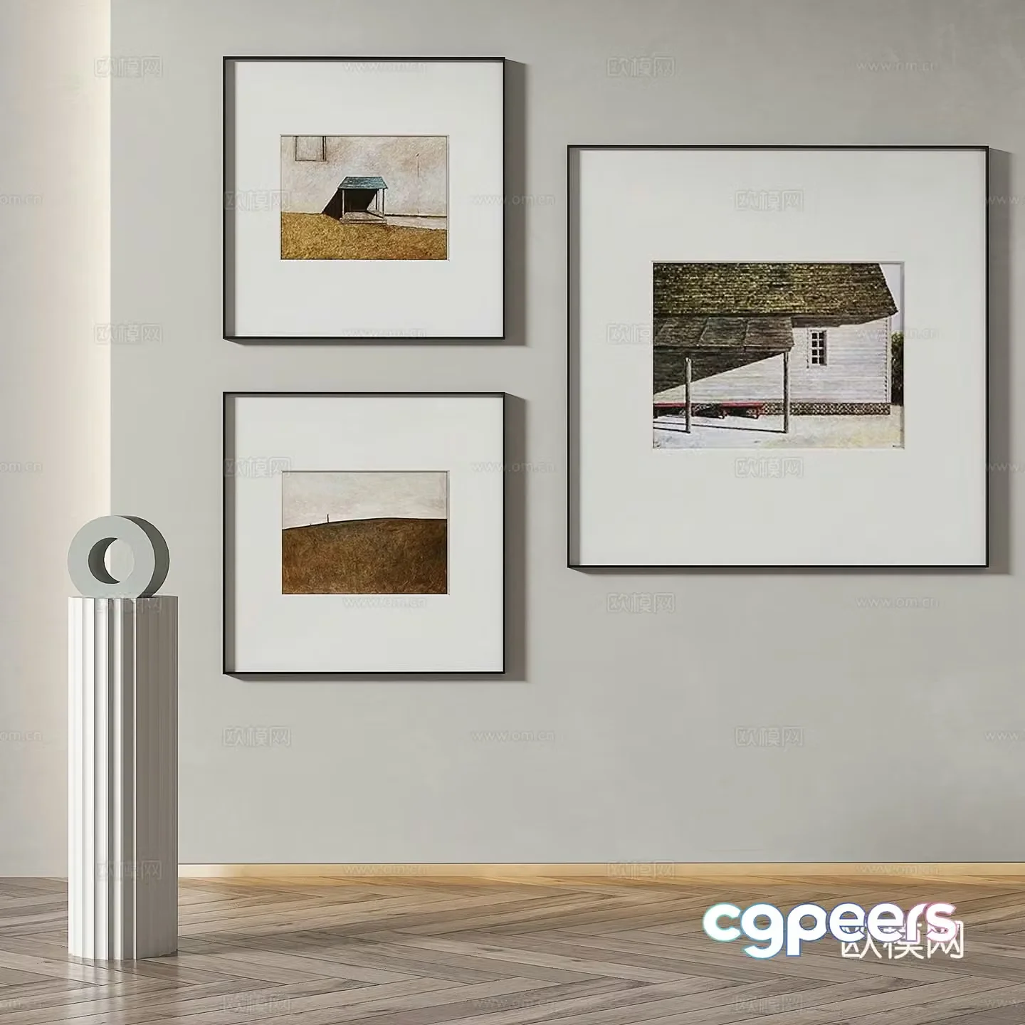 Modern minimalist abstract retro decorative painting 3d model