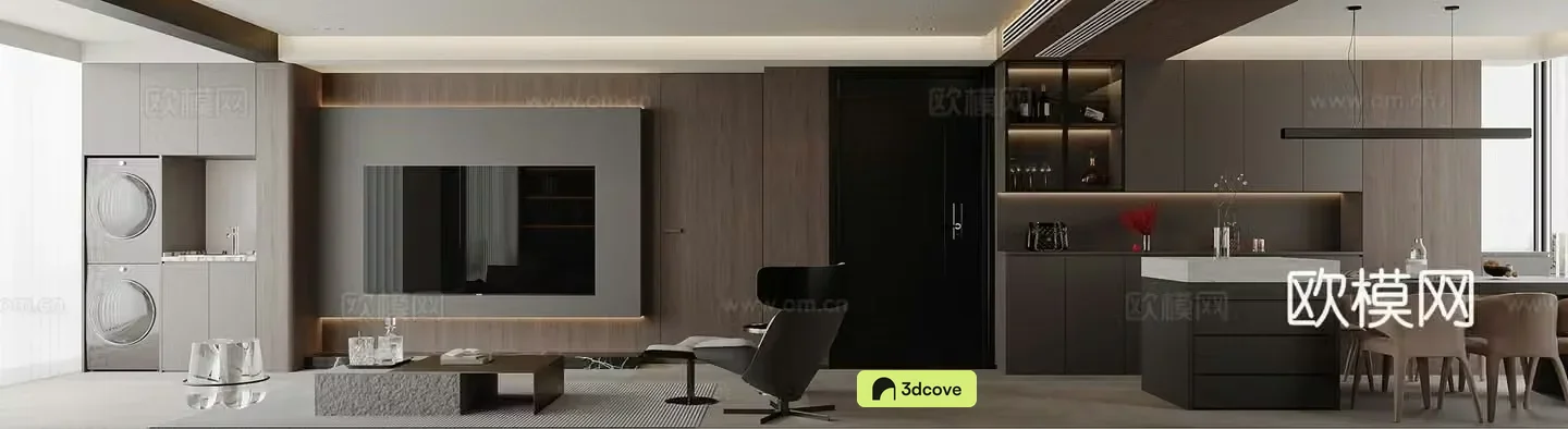 Modern living and dining room