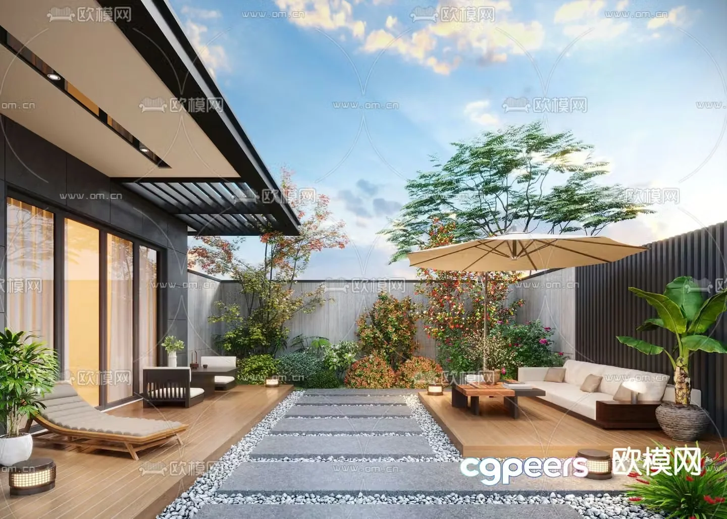 Home courtyard villa courtyard 3d model