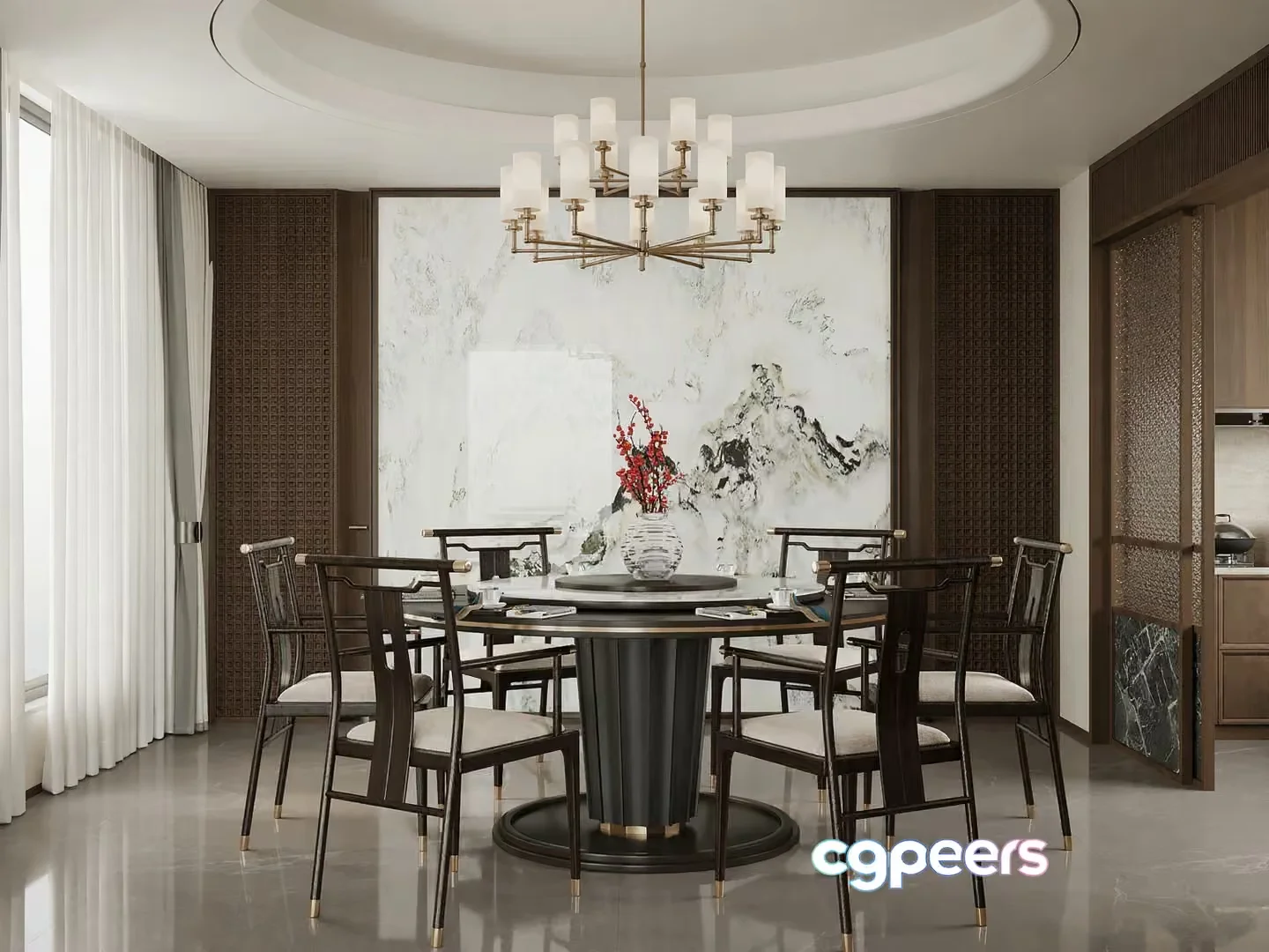 Modern Dining Room 3D Model – 16736 – VRAY Render