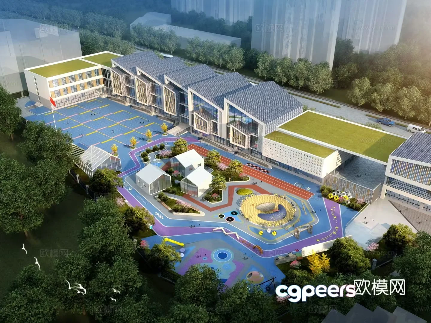 Kindergarten bird’s eye view school bird’s eye view 3d model