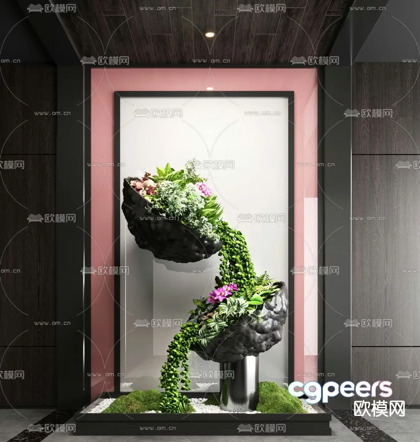Indoor green plant landscaping hanging plant 3d model