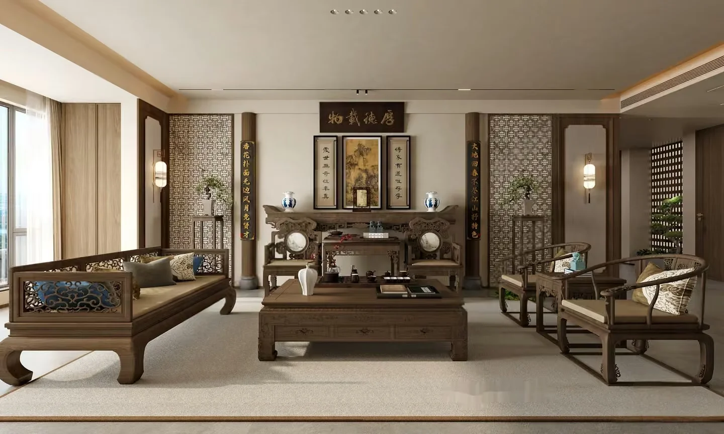 Traditional Asian Living Room 3D Model – 8628 – VRAY Render