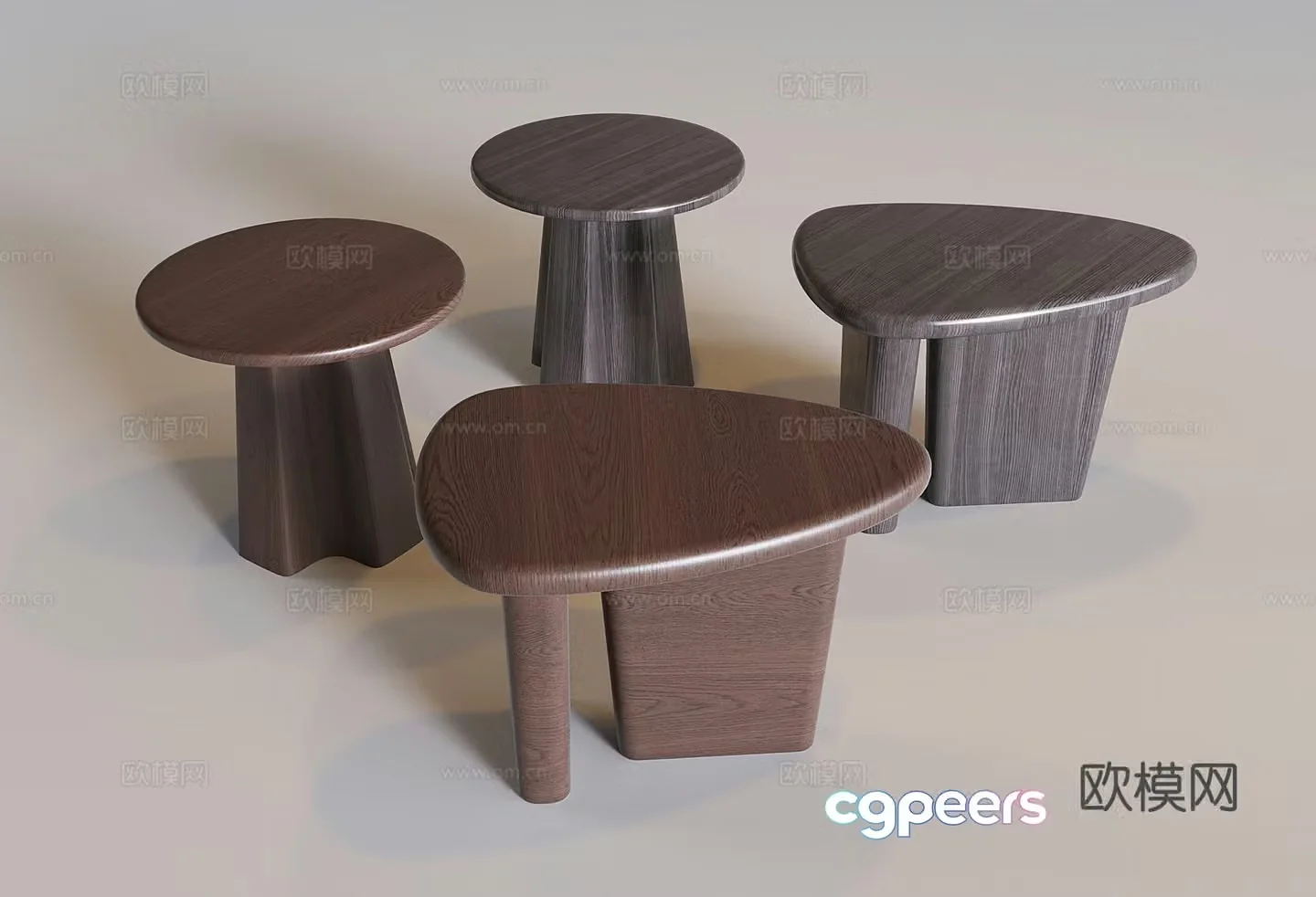 Nordic solid wood coffee table low table Wasabi oval small tea table Special shape side corner table 3D model