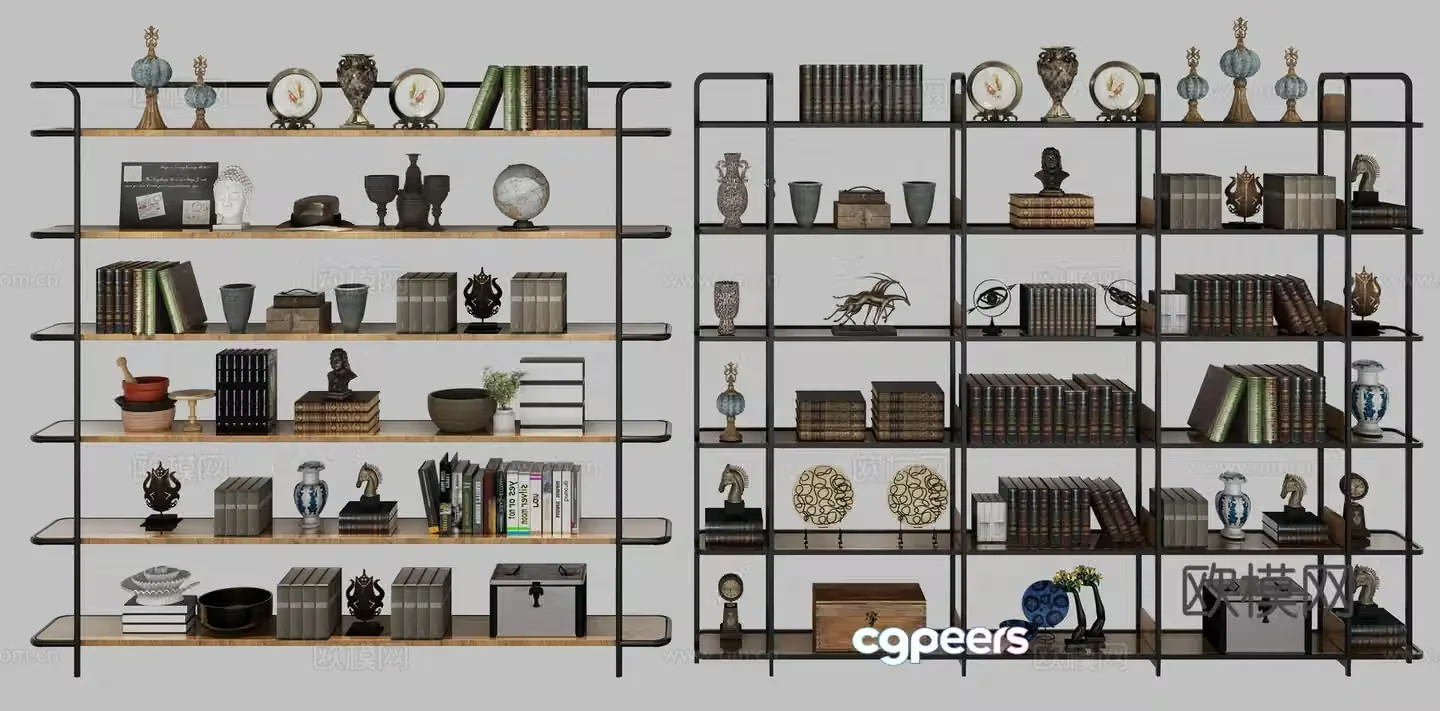 American decorative cabinet shelf combination 3D model