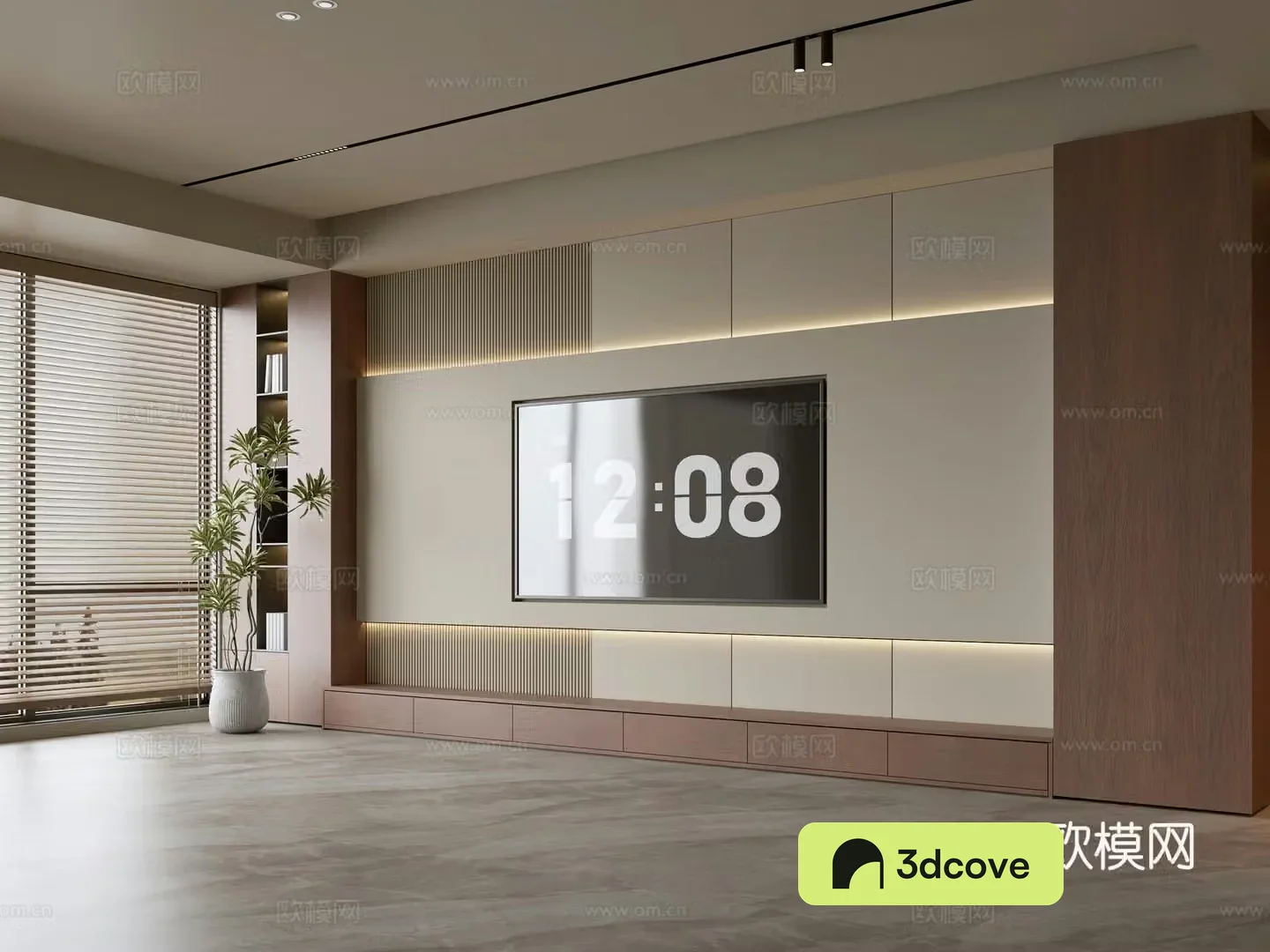 Wasabi Middle Style TV Cabinet TV Background Wall Overall Cabinet TV Background Wall Medal Style 3D Model