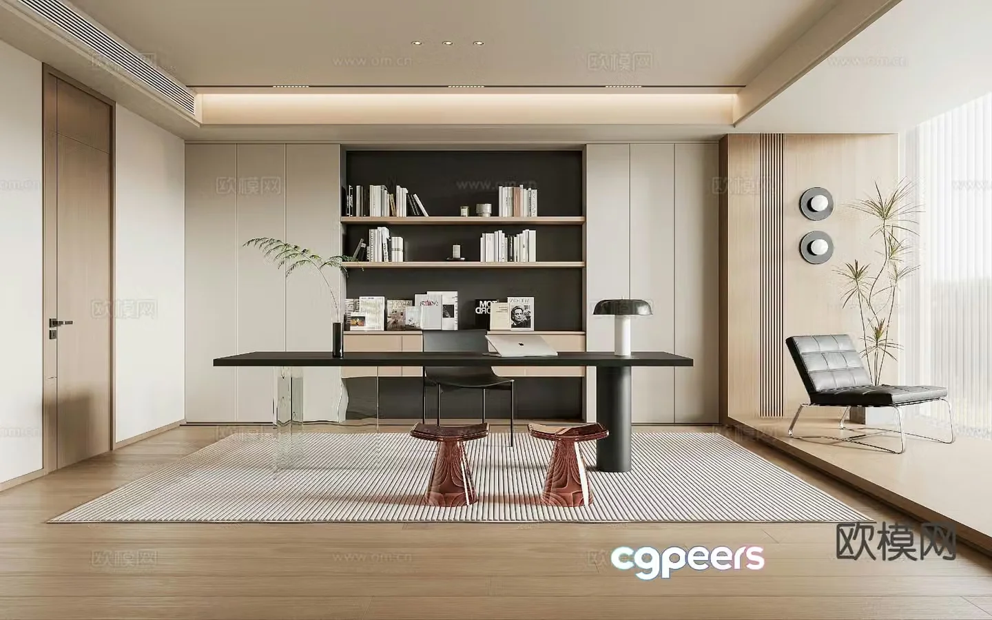 Modern study room 3d model