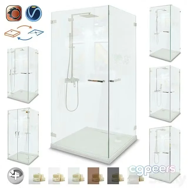 3ds Max Free – SHOWER CABINS Radaway Pendulum set 1