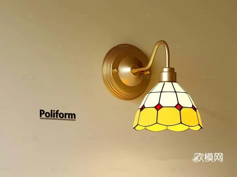 Gold Light Fixture 3D Model – 13927 – VRAY Render