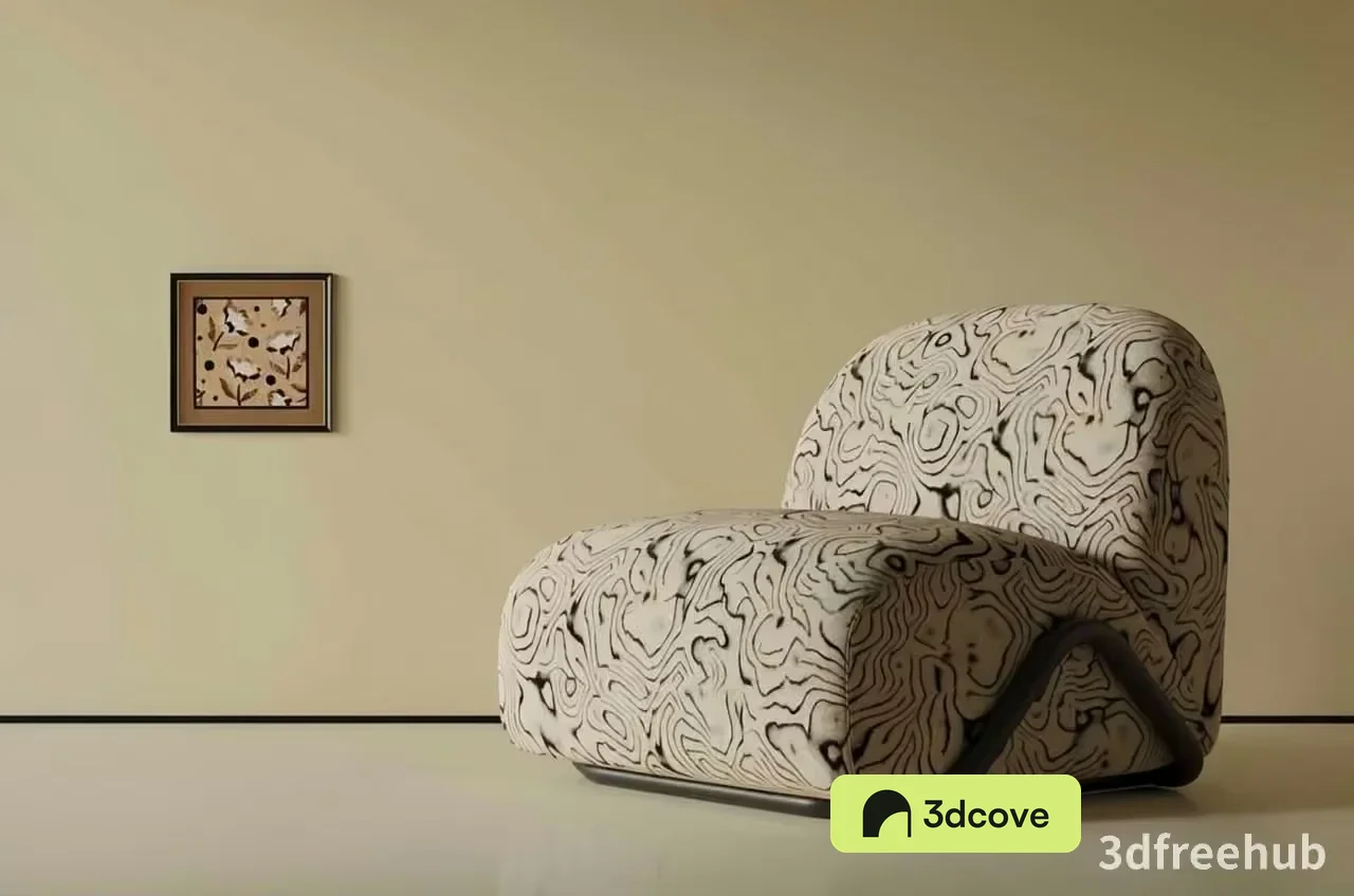 A Chair With A Topographic Map Pattern