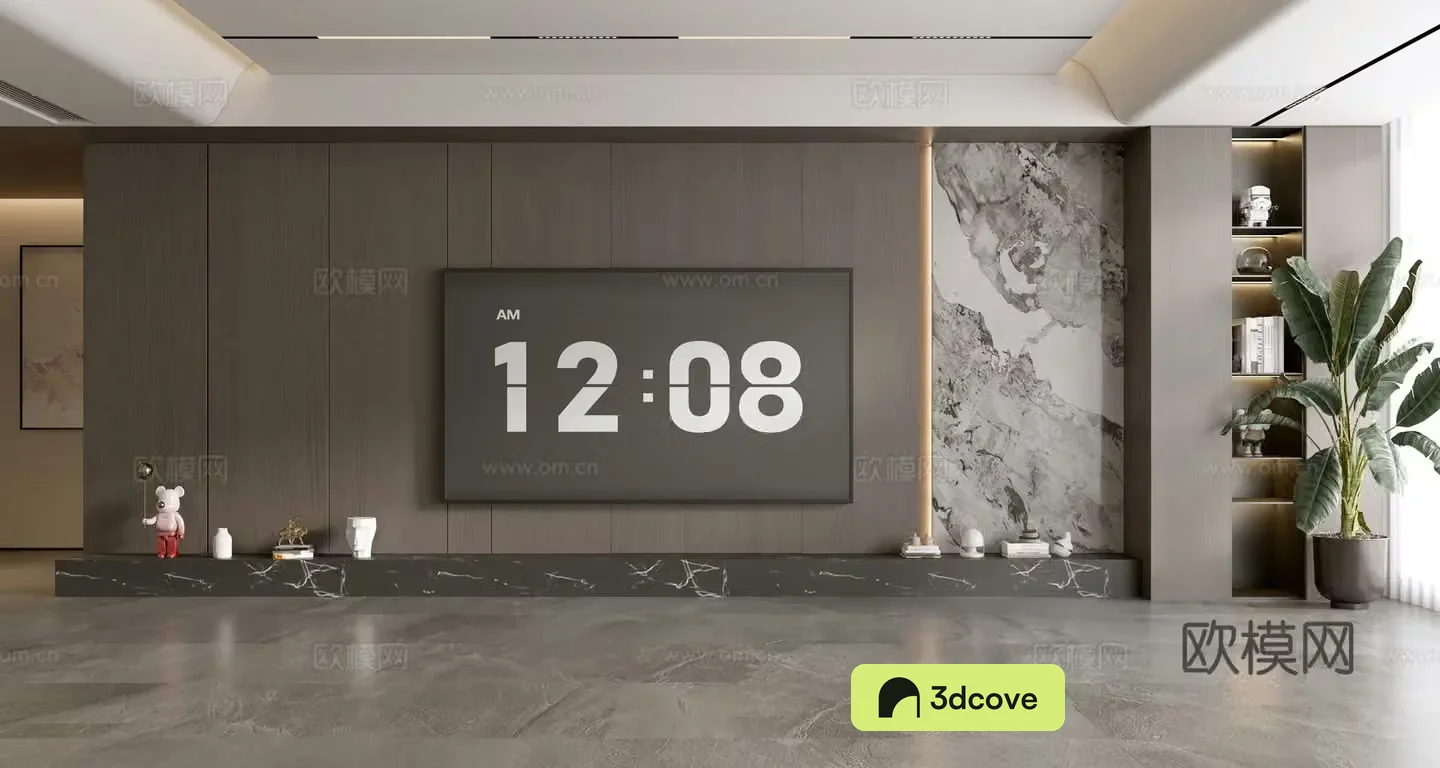 Modern Italian living room light luxury TV background wall sofa background wall villa living room ornaments