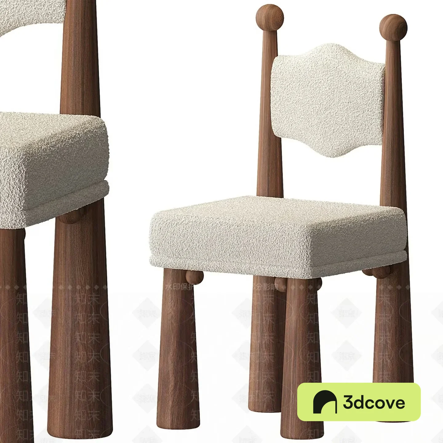 Wooden Chair With White Cushion
