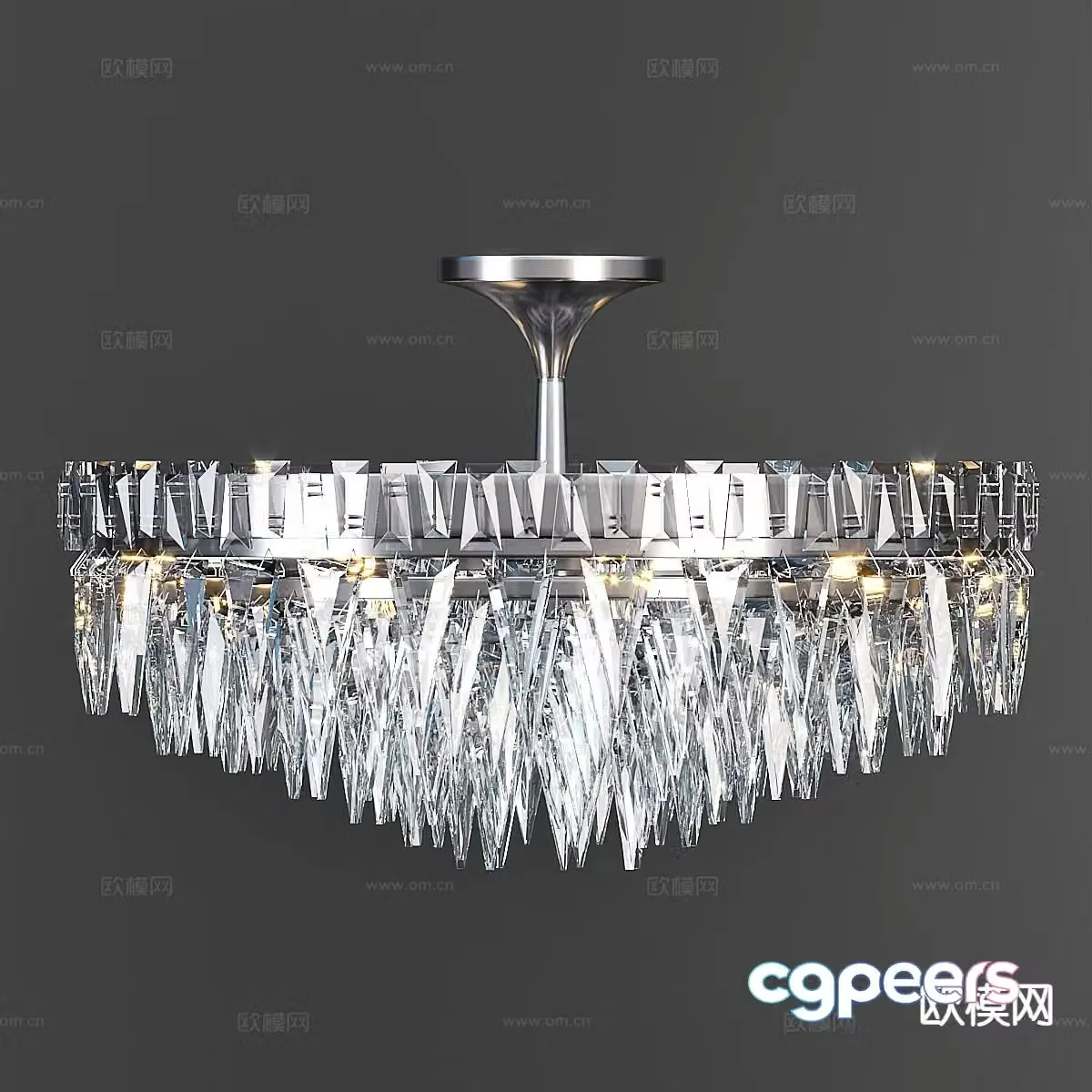 Light luxury crystal chandelier 3d model