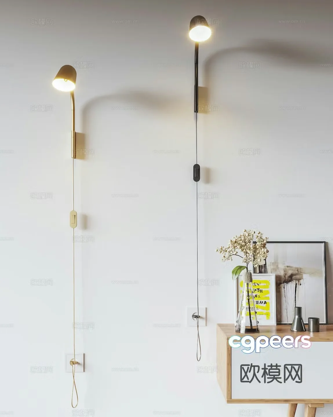 Modern cream wall lamp Metal wall lamp Long wall lamp Reading lamp Bedside lamp 3d model