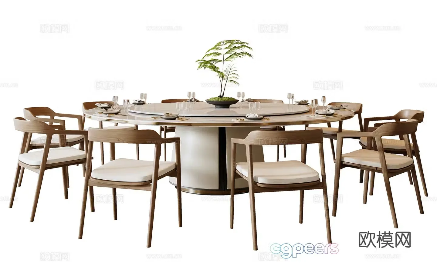 New Chinese dining table and chair 3D model