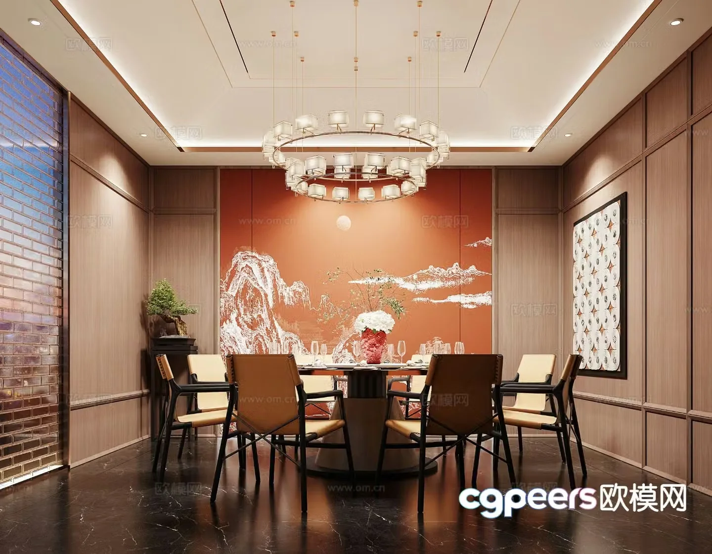 Chinese restaurant private room 3D model of restaurant private room