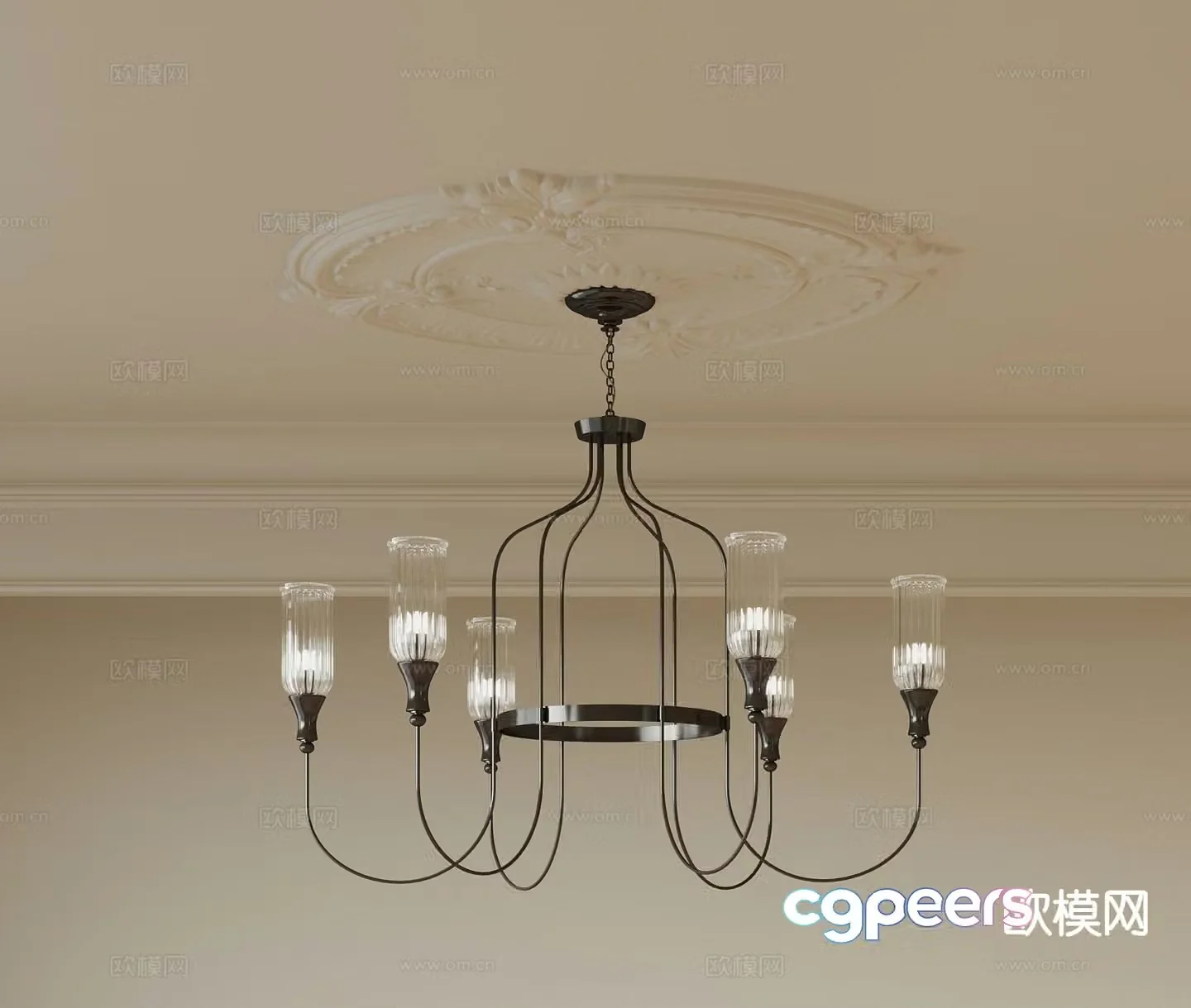 French chandeliers multi-head chandeliers 3d model