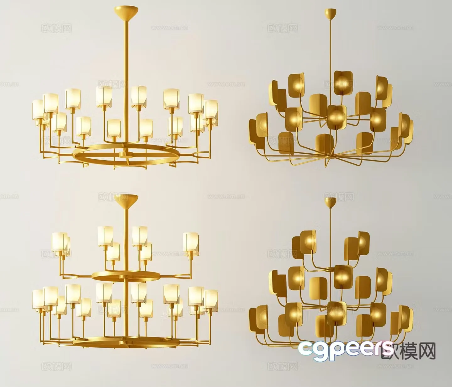 Light luxury multi-head chandelier 3D model