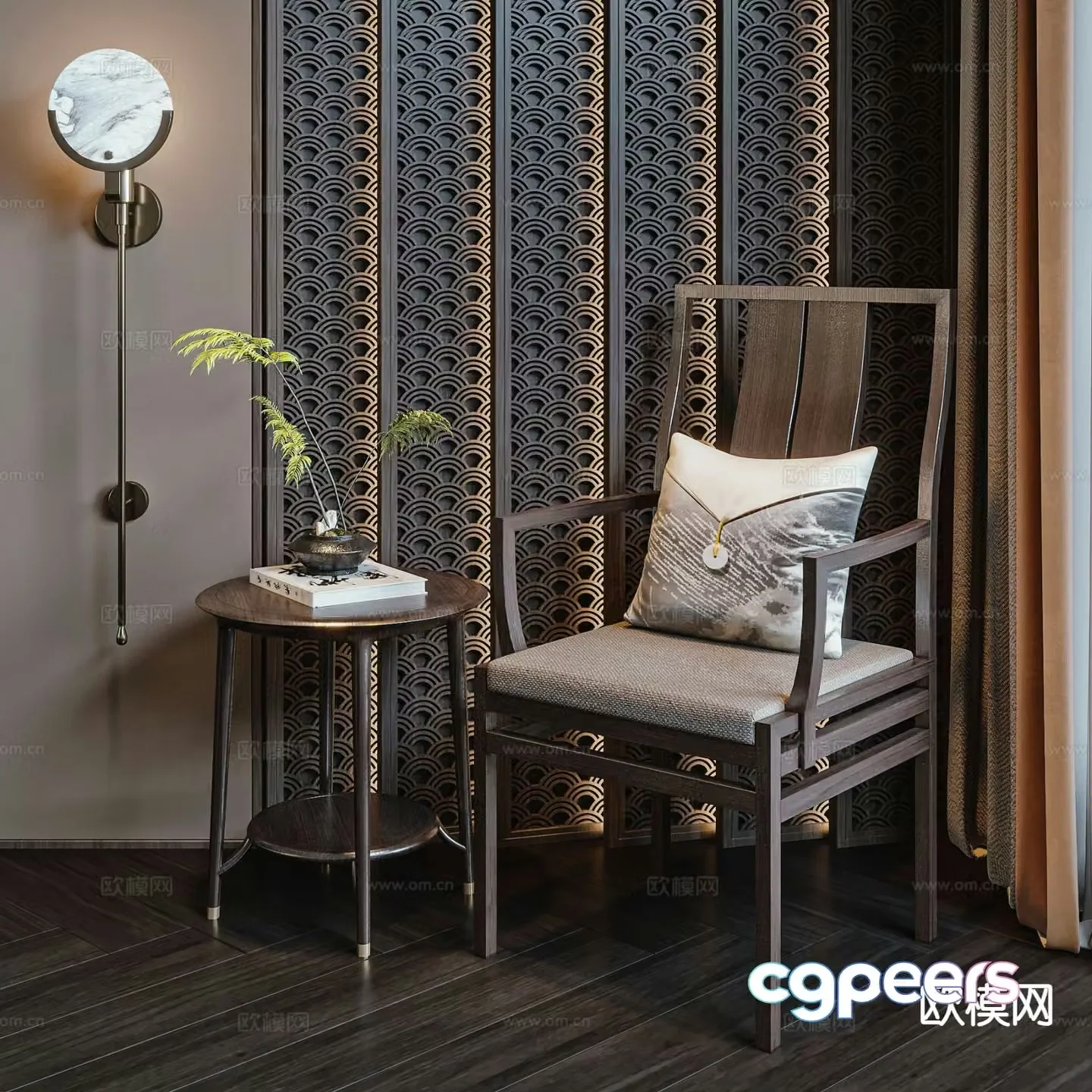 New Chinese style chair leisure chair 3d model