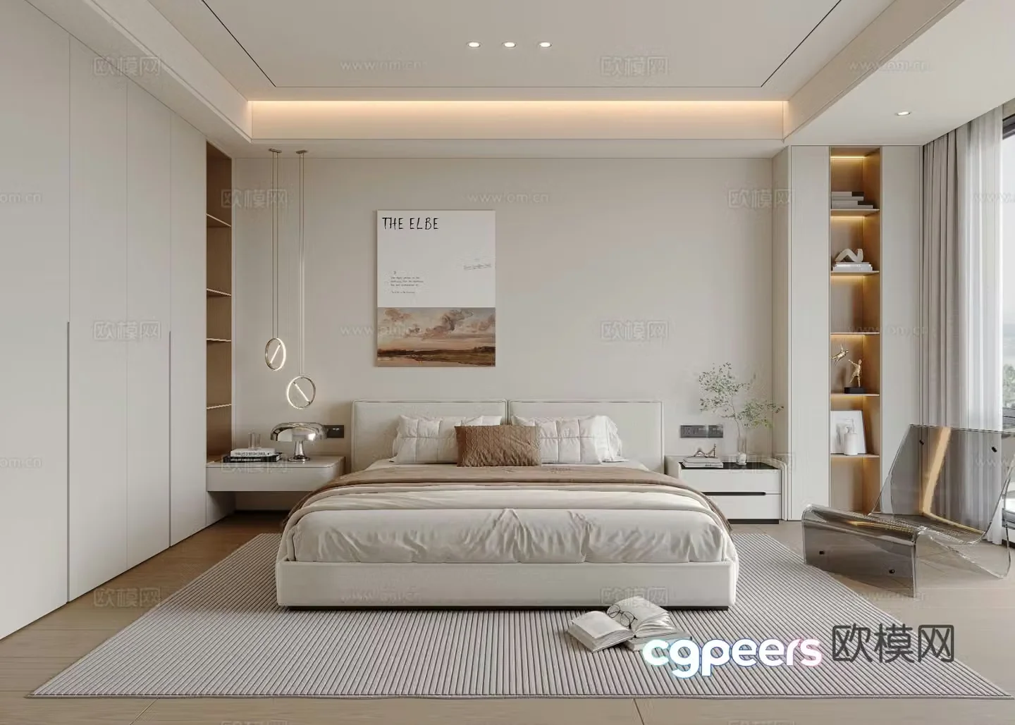 Creamy Bedroom Master Bedroom 3D Model