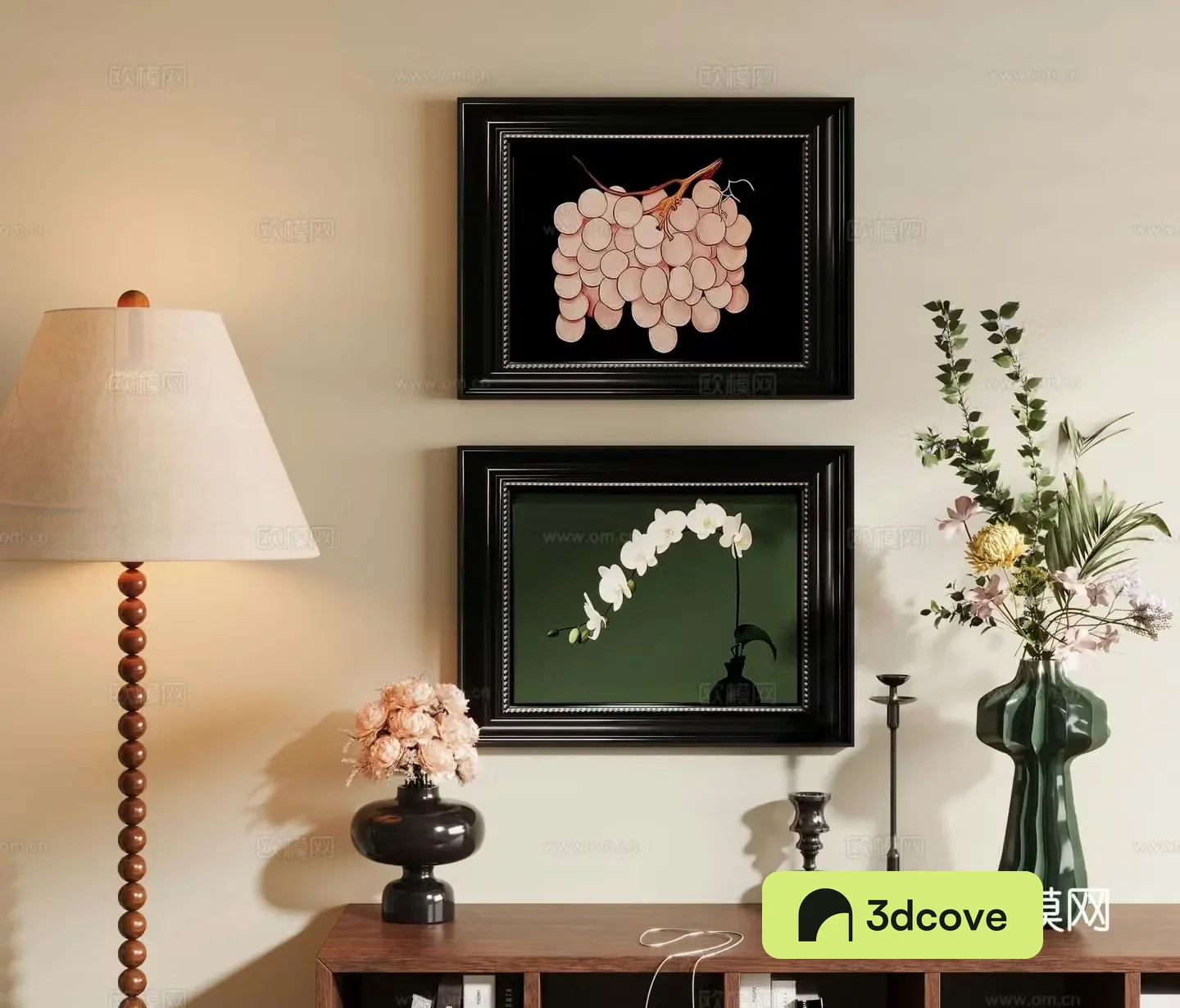 Medium style restaurant decoration painting 3d model
