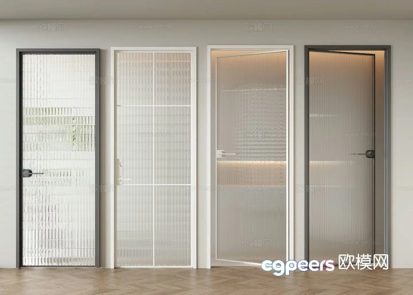 Modern glass door bathroom door 3d model