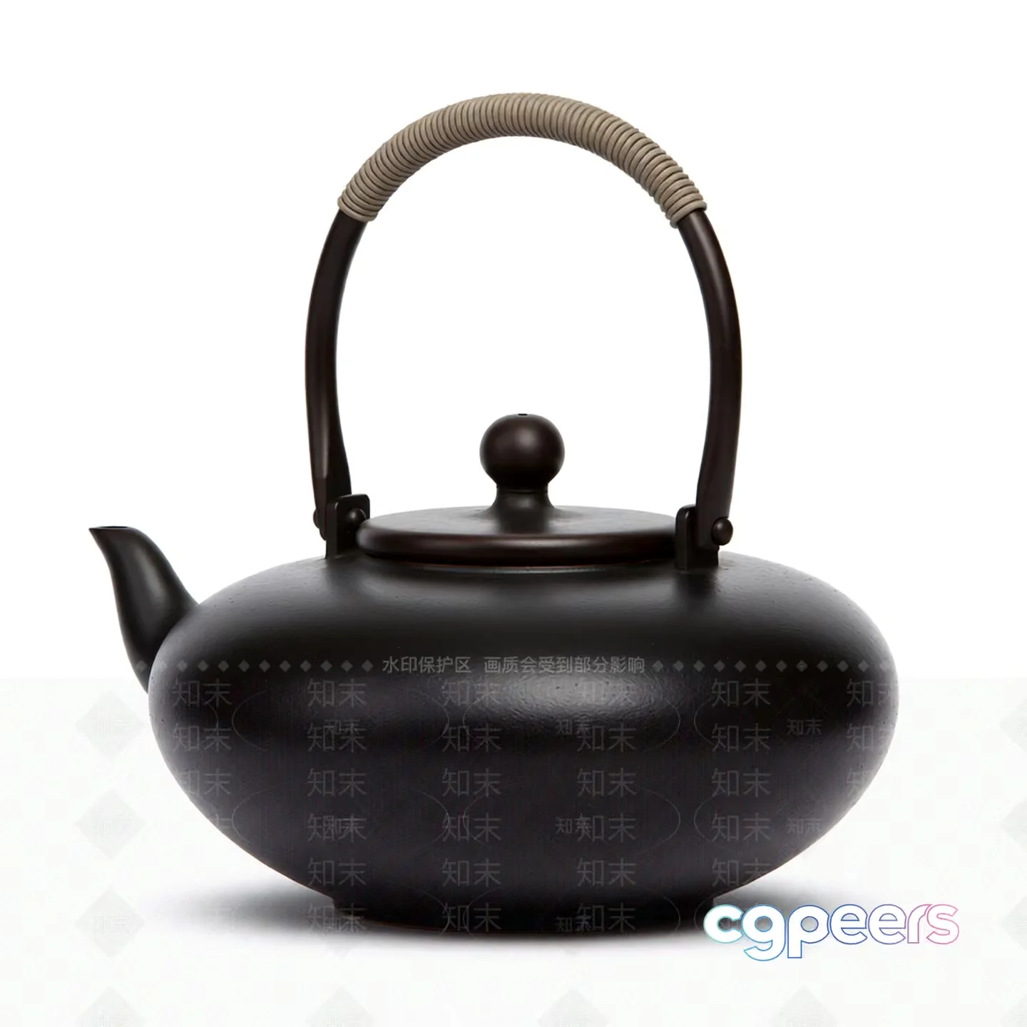 A Black Teapot 3D Model – 14577 – VRAY Render