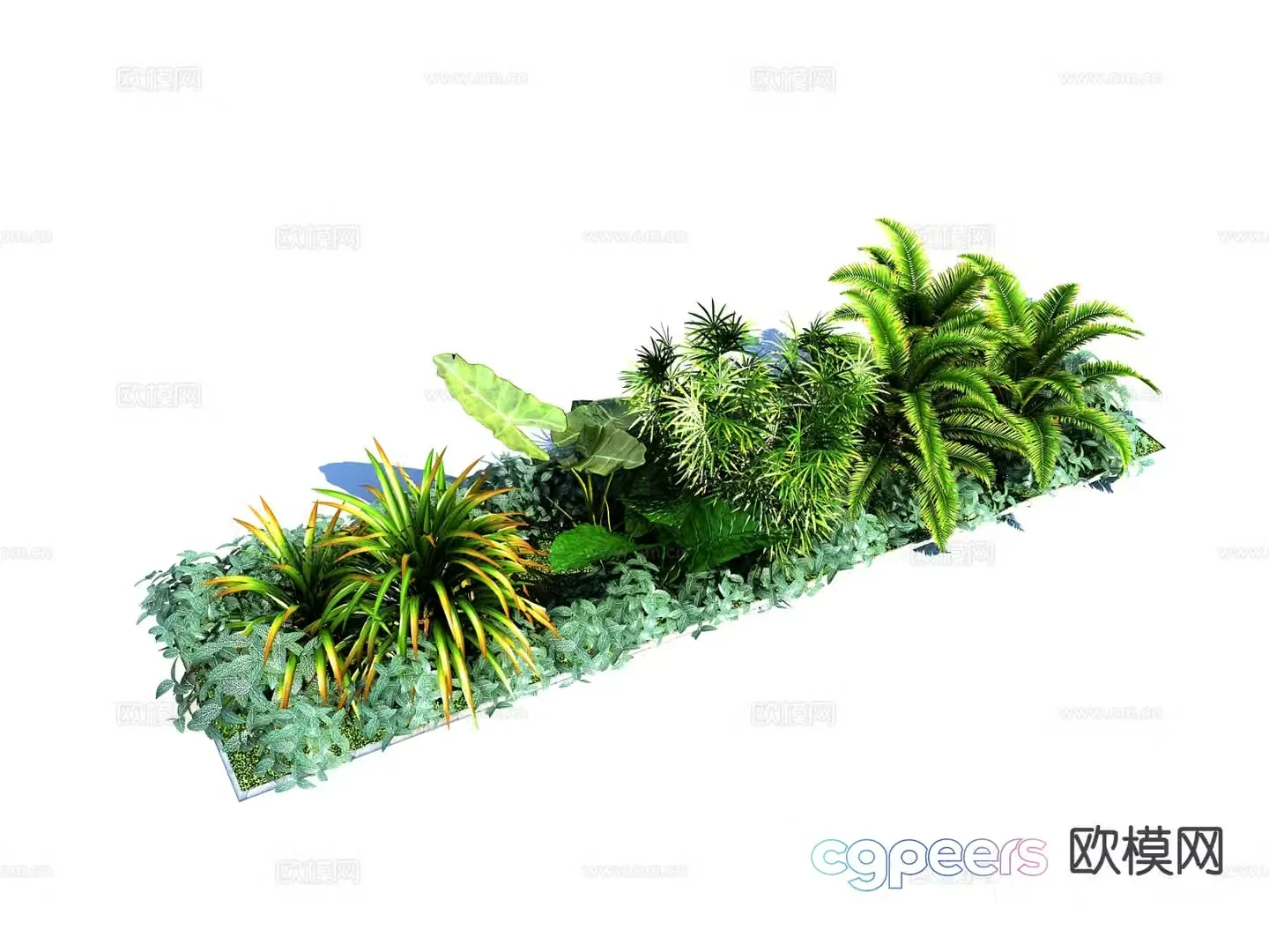 Modern landscape plants shrubs dripping Guanyin landscape sketch 3D model