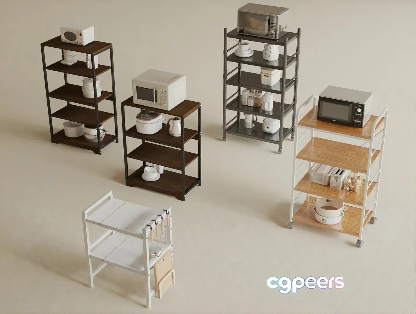 Kitchen Appliances On Shelves 3D Model – 10756 – VRAY Render