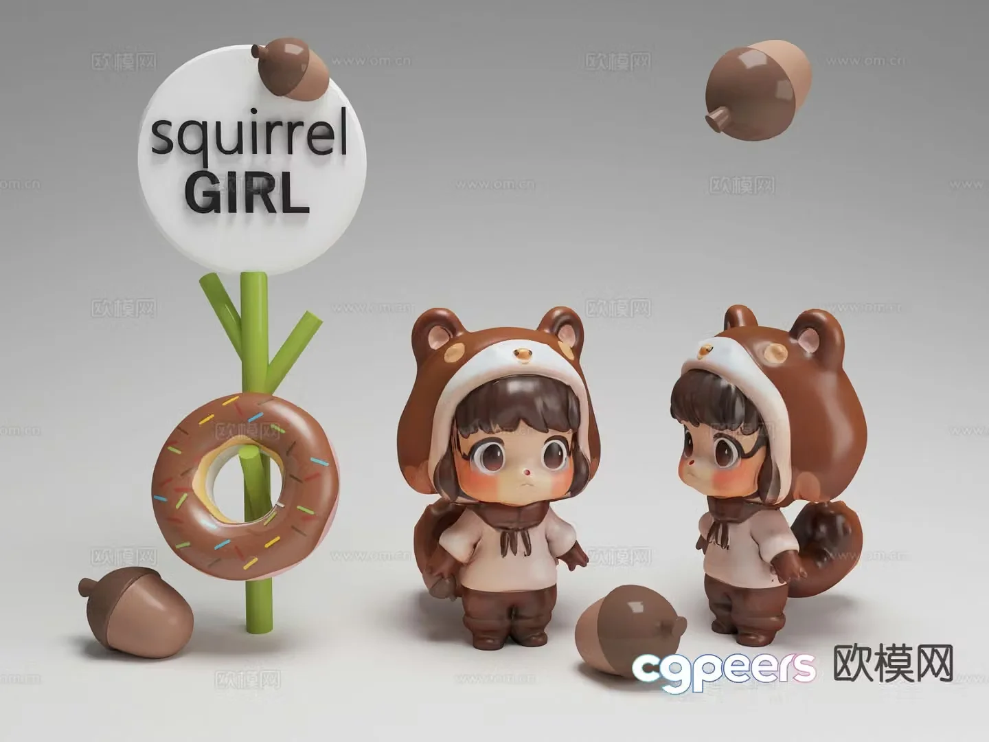 Trendy toys cartoon dolls squirrel anthropomorphic doll 3d model