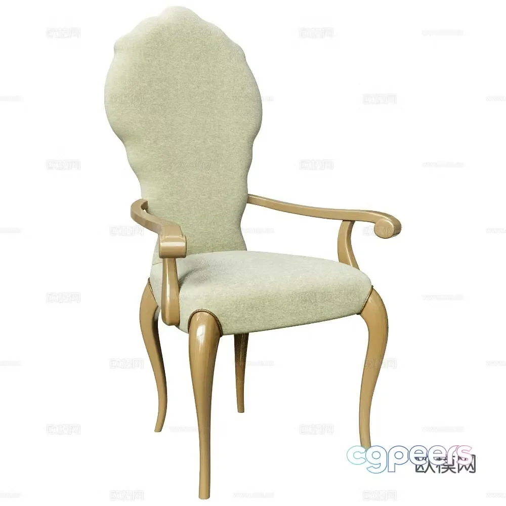 Modenese European single chair Retro single chair Fabric dining chair Armchair Book chair 3d model