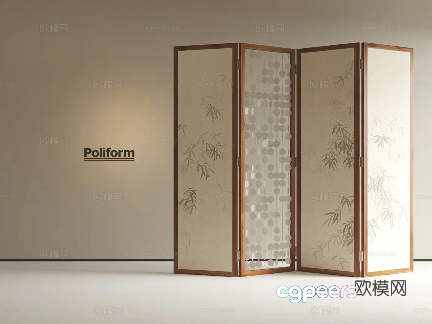 Medieval style folding screen 3D model