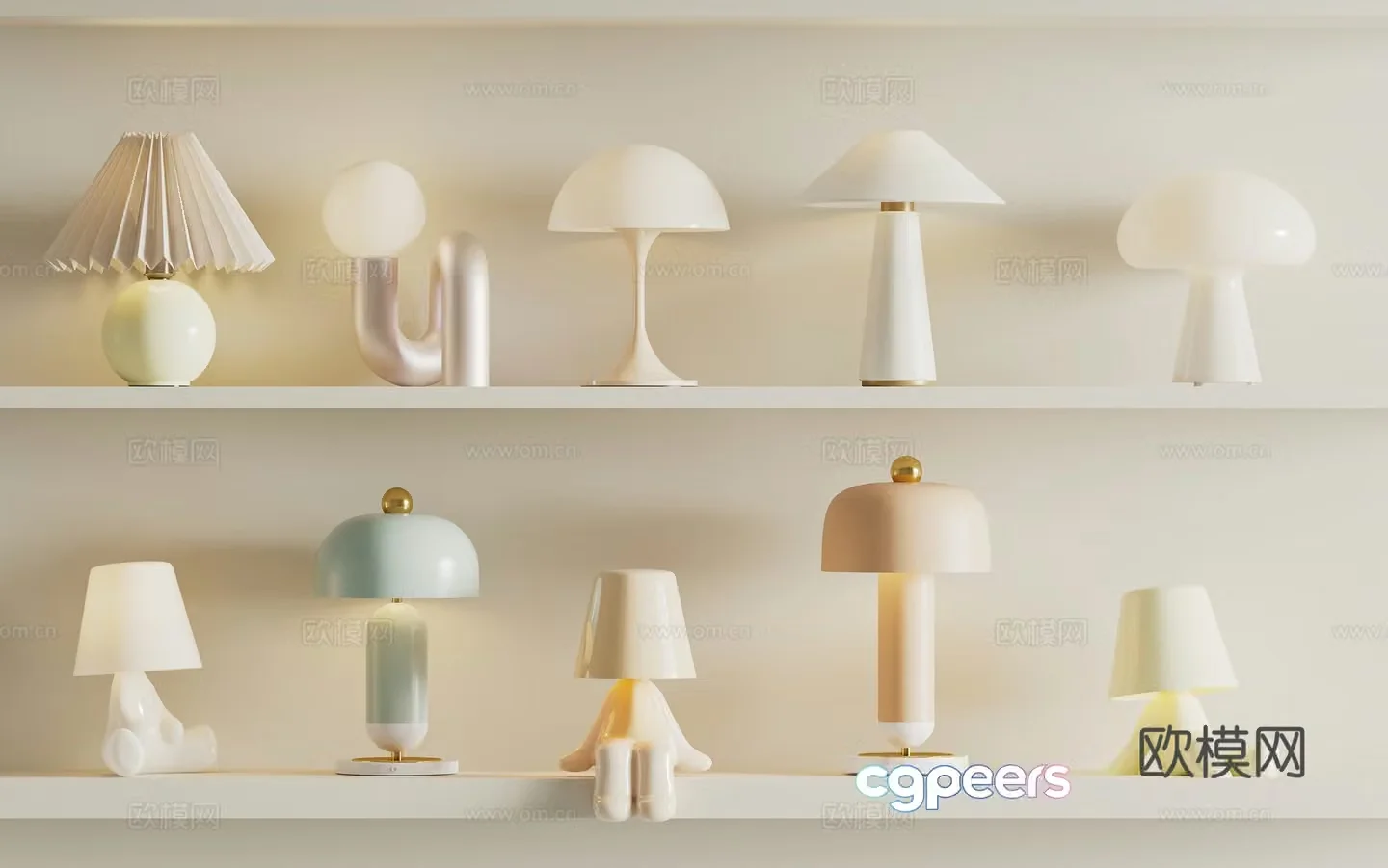 Cream simple desk lamp Modern simple children’s desk lamp Modern cream simple desk lamp 3d model