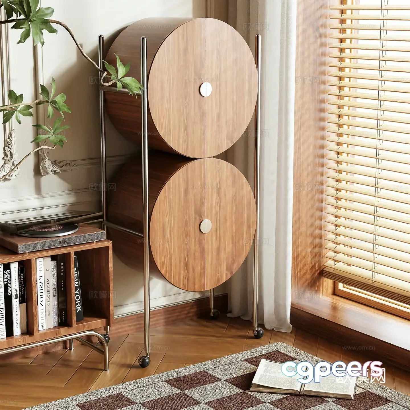Log style decorative cabinet side cabinet 3d model