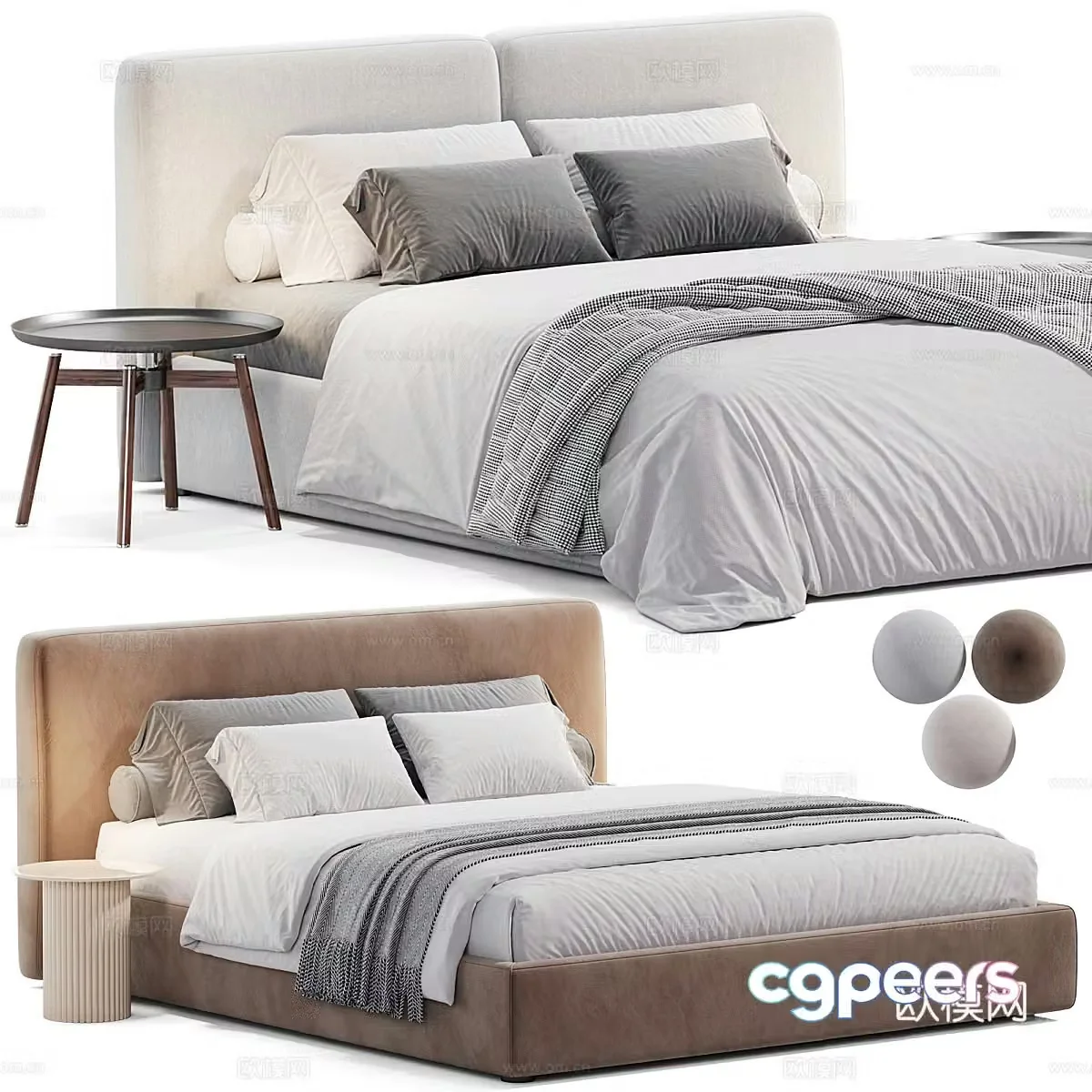 Modern fabric double bed 3d model