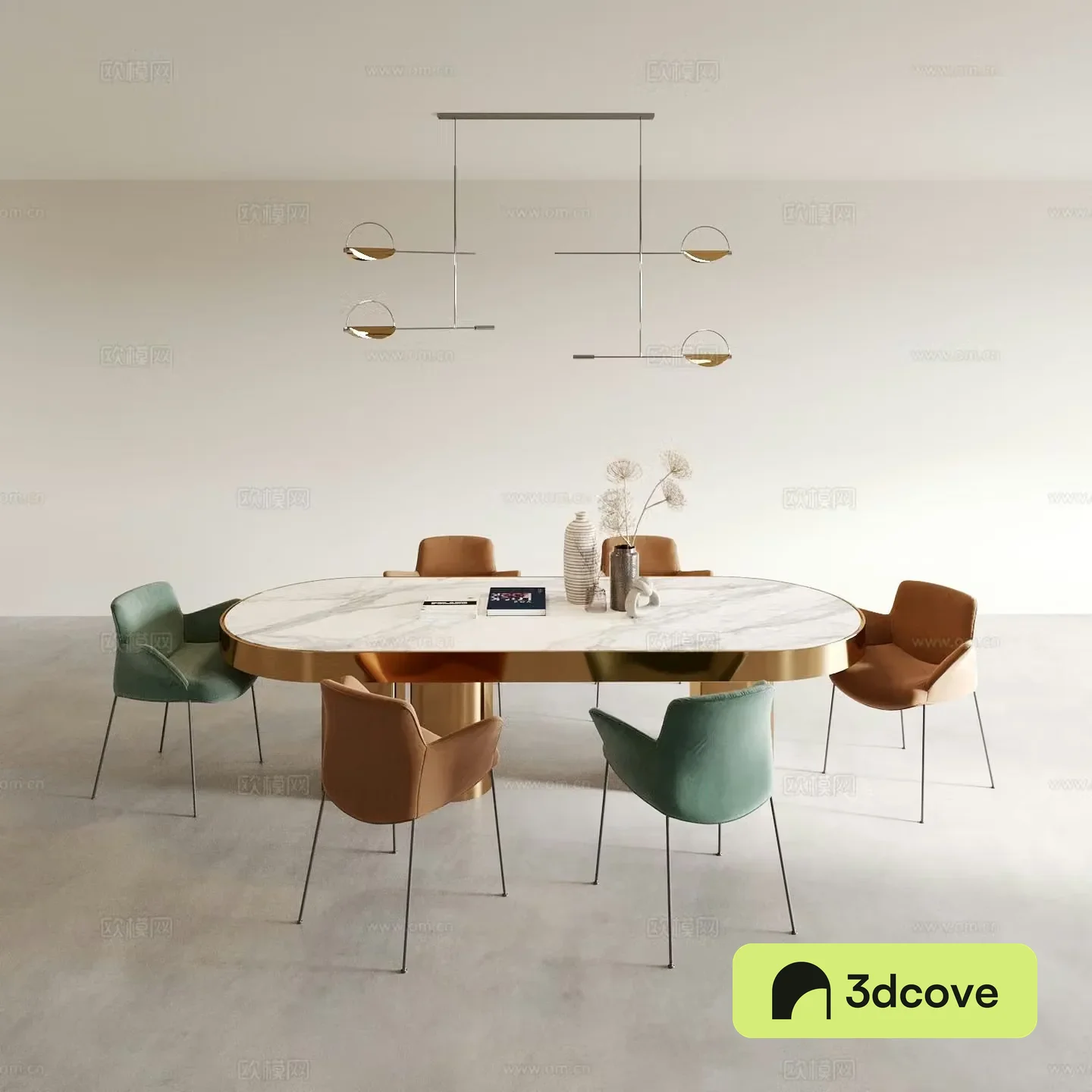 Light luxury dining table and chairs