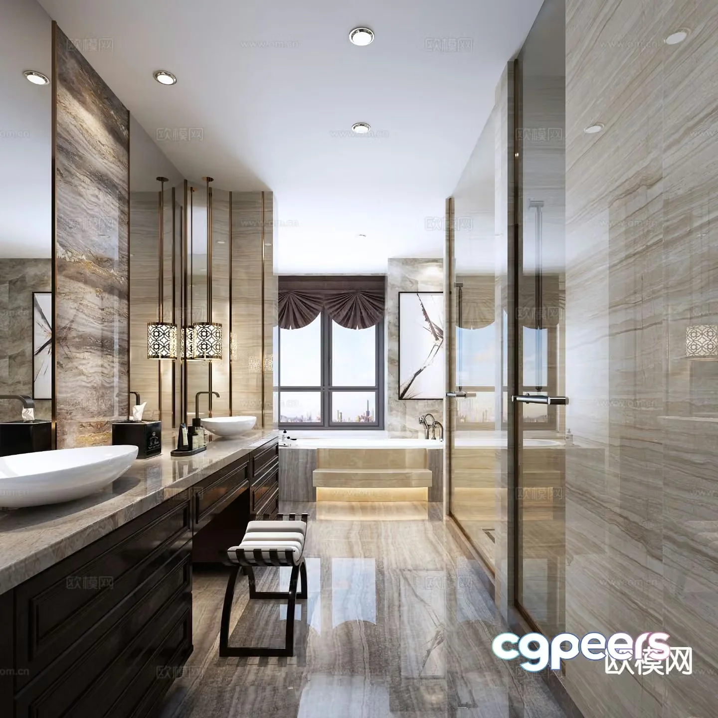 New Chinese style bathroom bathroom toilet 3d model